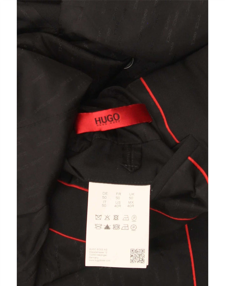 Hugo Boss Herren-Blazer mit 2 Knöpfen, EU 50, große schwarze Wolle