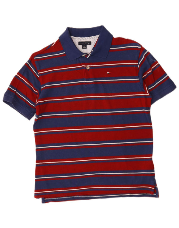 Tommy Hilfiger Mens Polo Shirt Small Red Striped Cotton