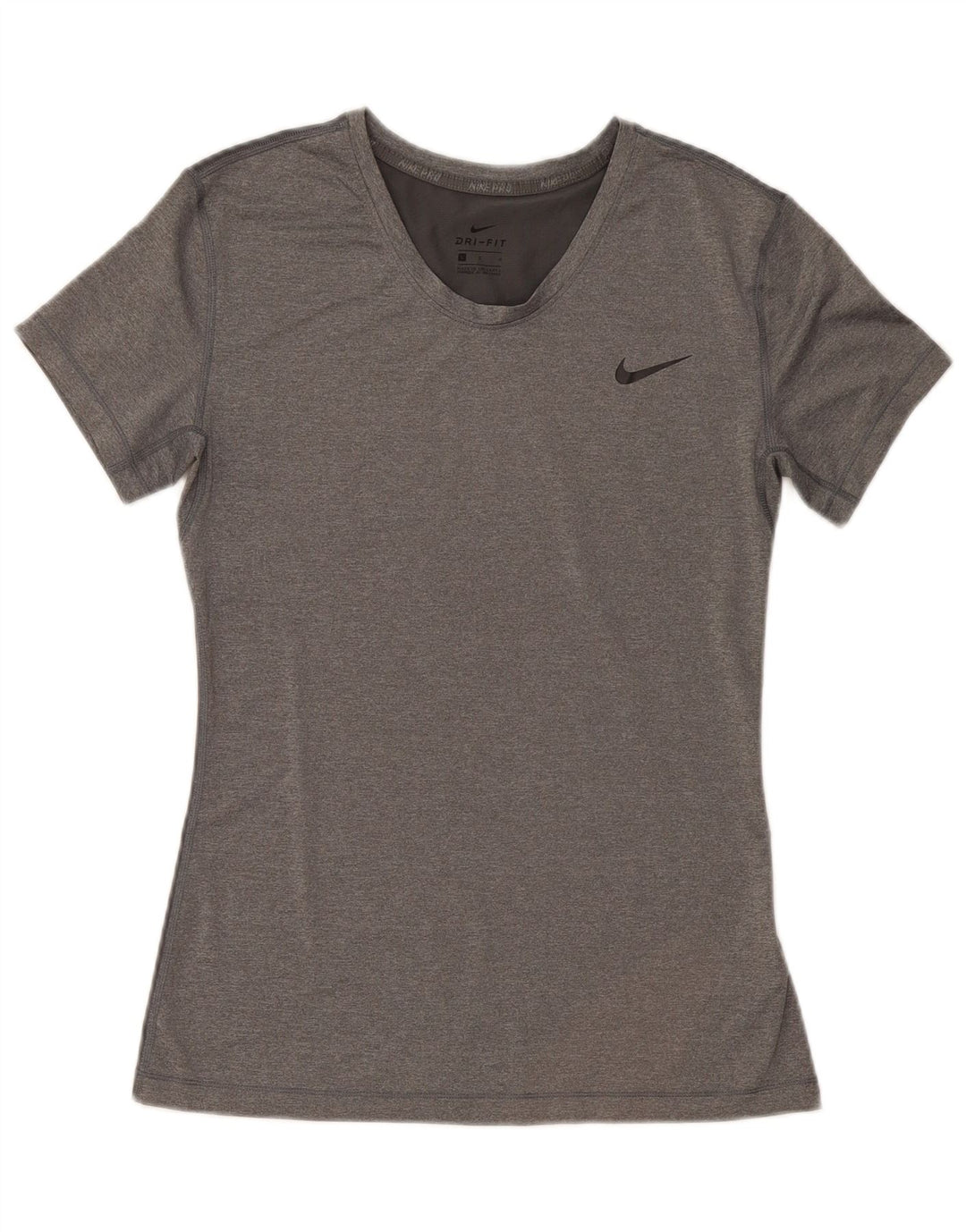 Nike Damen Dri Fit T-Shirt Top UK 14 Large Grau Polyester