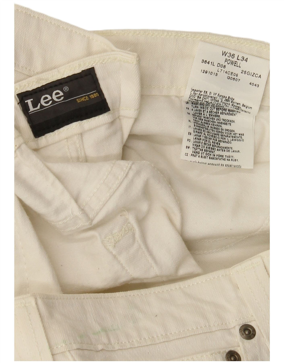 Lee Damen Powell Jeans W36 L33 Weiße Baumwolle