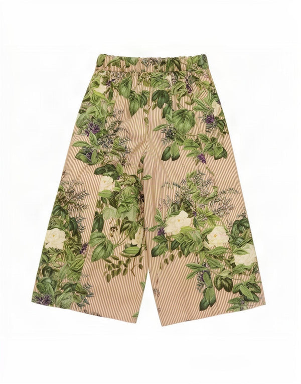 Zara Damen-Caprihose mit weitem Bein, Größe S, W26, L22, Beige geblümt