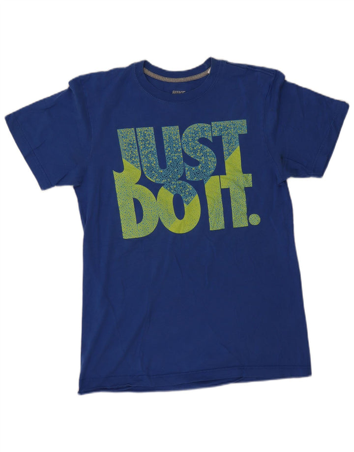 Nike Herren-T-Shirt mit normaler Passform, Grafik, Größe S, Blau, Baumwolle