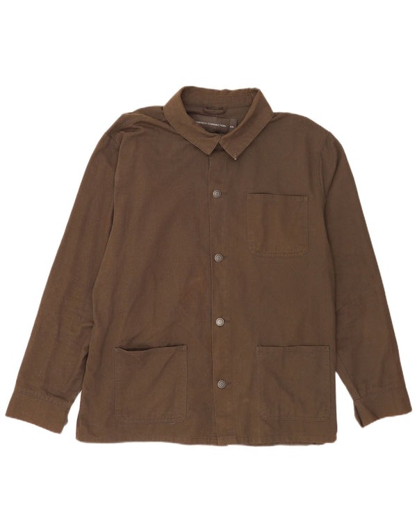 French Connection Herren-Overshirt-Hemd, 2XL, Khaki, Baumwolle