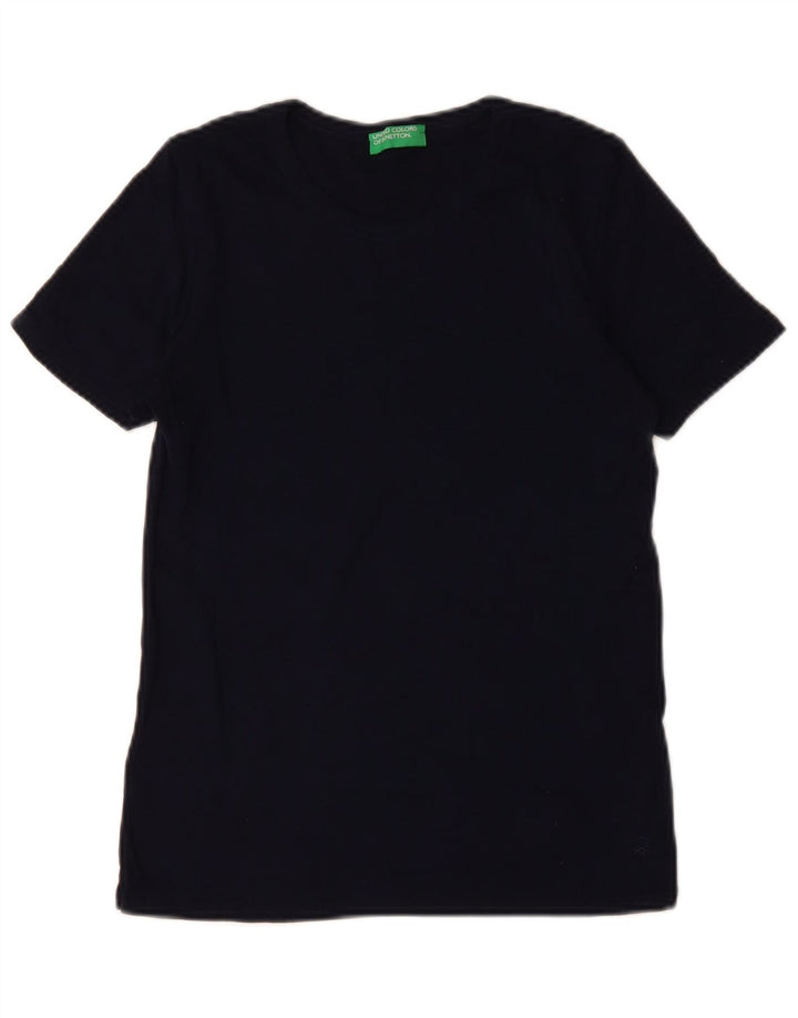 BENETTON Damen T-Shirt Top UK 12 Medium Marineblau Baumwolle