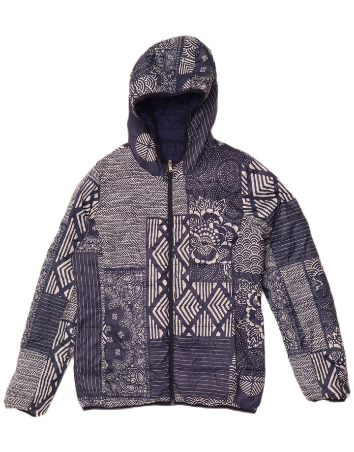 Champion Damen Kapuzenjacke IT 46 Large Marineblau Patchwork