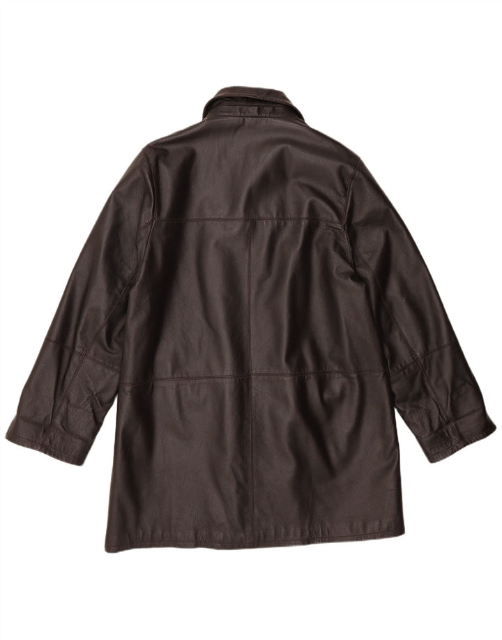 Vintage Damen Ledermantel IT 50 XL Braunes Leder