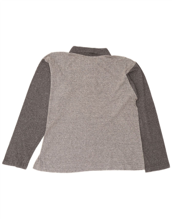 Champion Herren-Langarm-Poloshirt, groß, Grau, Farbblock