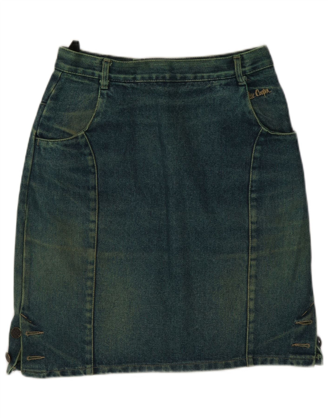Lee Cooper Damen Jeansrock IT 42 Medium W26 Grüne Baumwolle