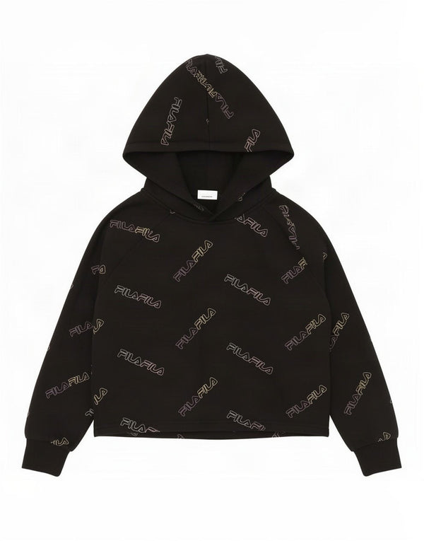 Fila Kapuzenpullover mit Grafik für Jungen, 11–12 Jahre, schwarze Baumwolle
