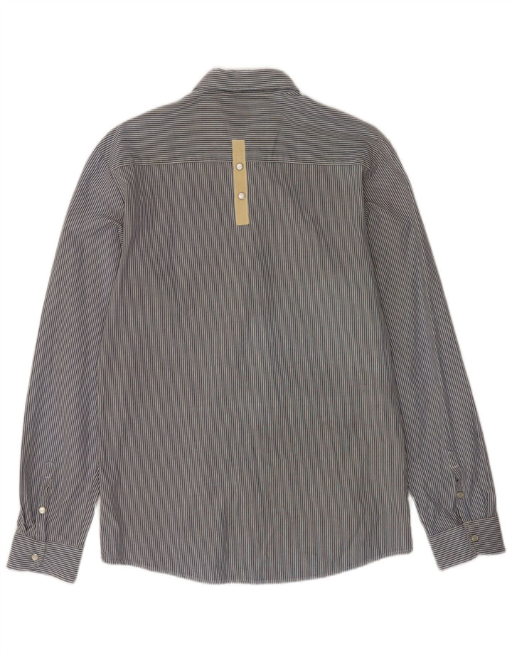 Quiksilver Herren-Hemd, klein, blaue Nadelstreifen-Baumwolle