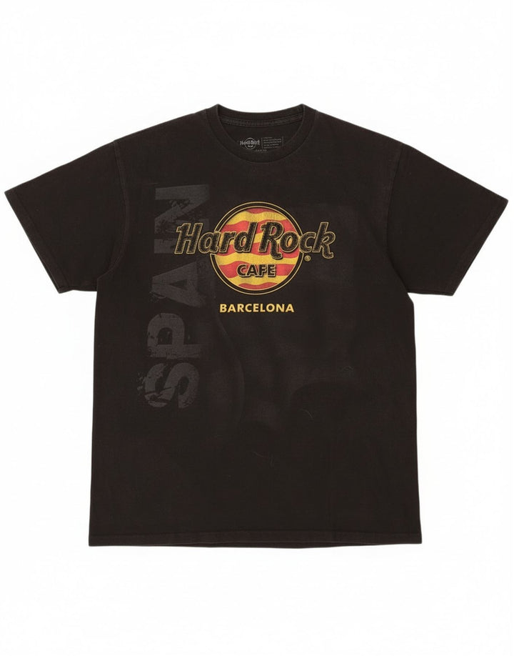 Hard Rock Cafe Herren Barcelona Grafik-T-Shirt aus mittelschwarzer Baumwolle