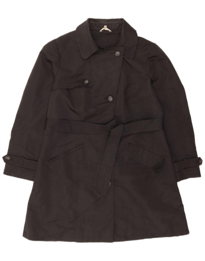 Marks & Spencer Damen Trenchcoat UK 16 Large Schwarz Polyester