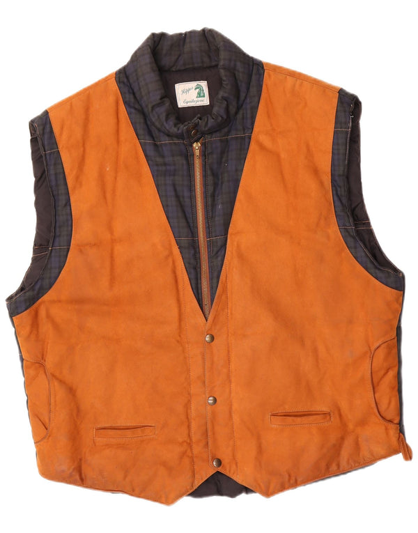Vintage Herren Reiten gepolsterte Gilet UK 42 XL Beige Karo