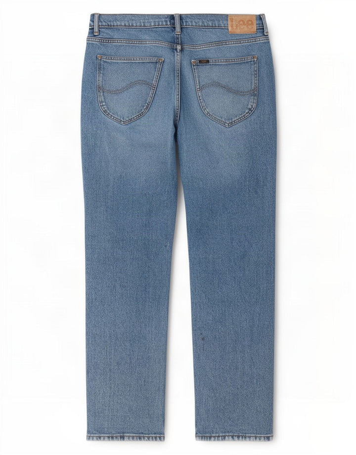 Lee Herren West Straight Jeans W34 L32 Blaue Baumwolle