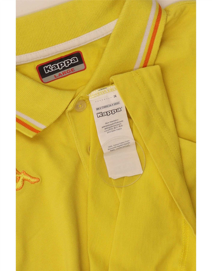 Kappa Herren-Poloshirt, groß, gelb gestreift, Baumwolle