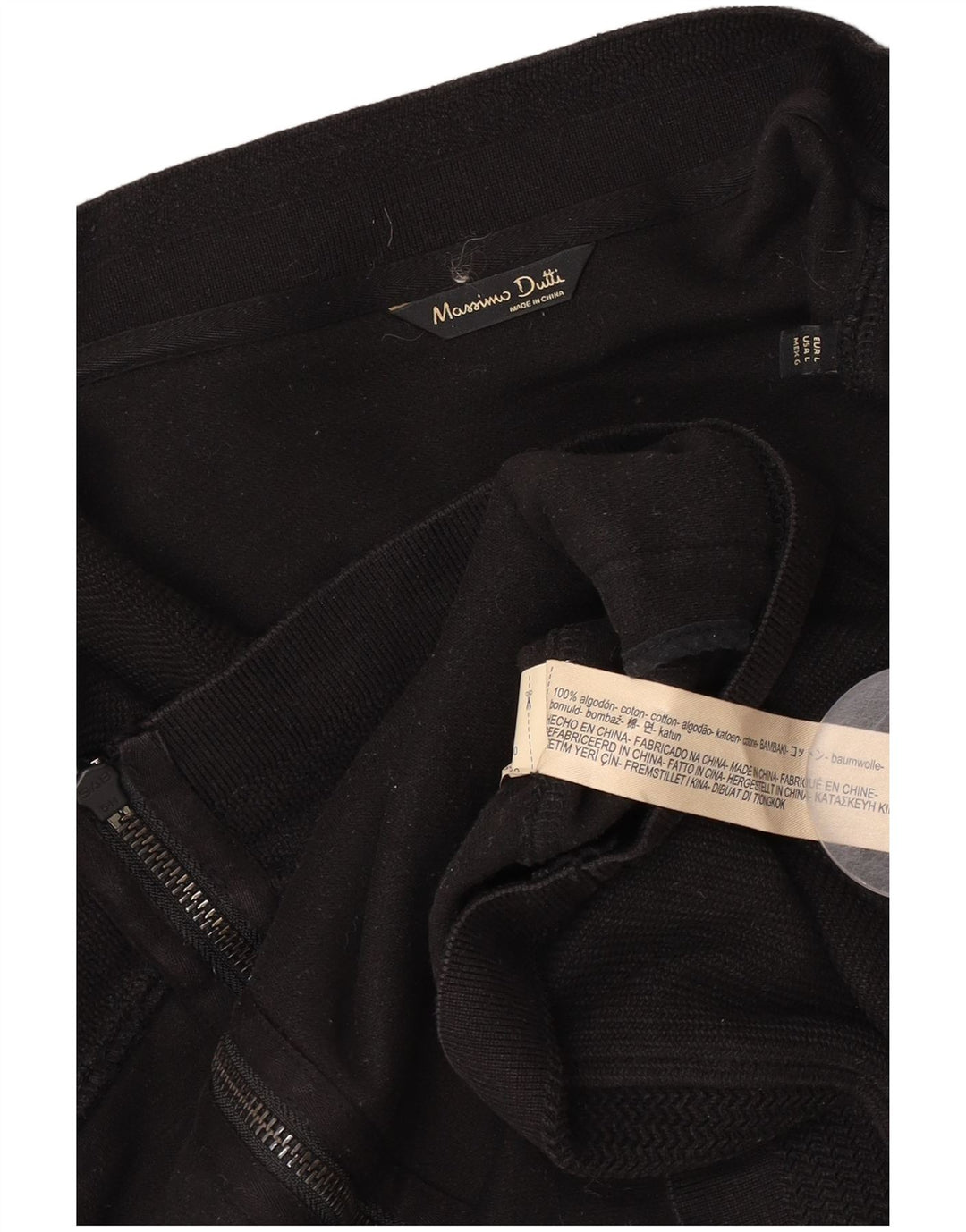 Massimo Dutti Herren-Strickjacke, groß, aus schwarzer Baumwolle