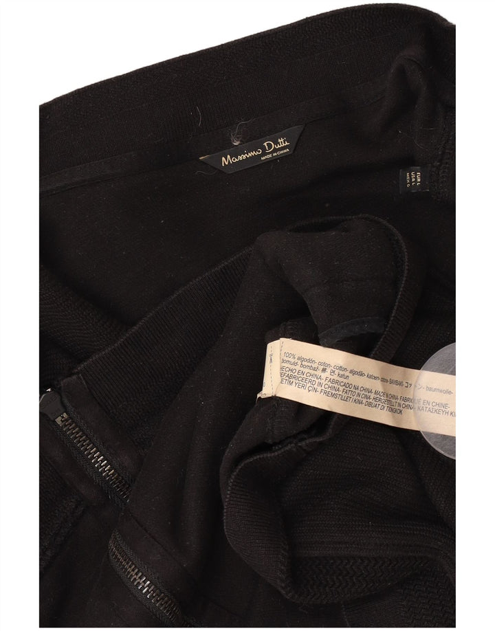 Massimo Dutti Herren-Strickjacke, groß, aus schwarzer Baumwolle