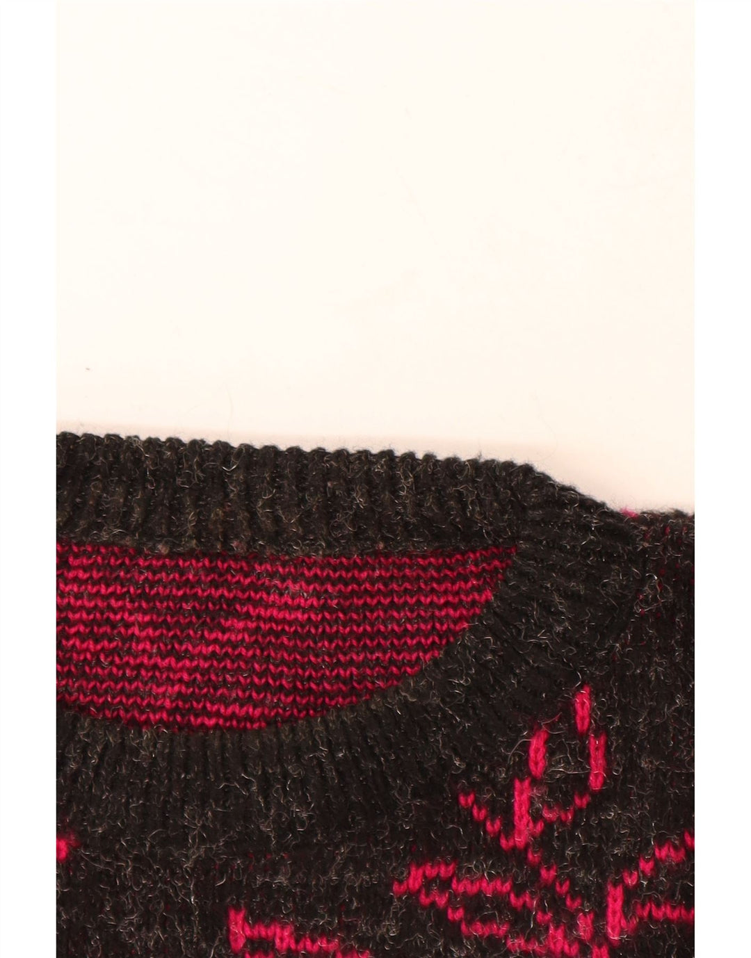 VINTAGE Damen-Pullover mit U-Boot-Ausschnitt, UK 20 2XL, schwarzes Blumenmuster, Acryl