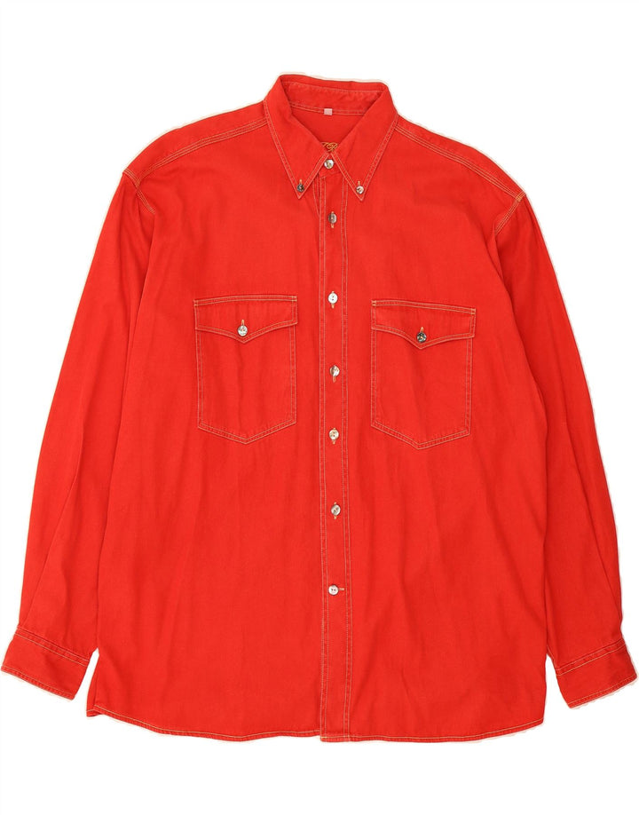 JACQUE BRITT Mens Denim Shirt Size 16 41 Large Red Vintage Jacque Britt and Second-Hand Jacque Britt from Messina Hembry 