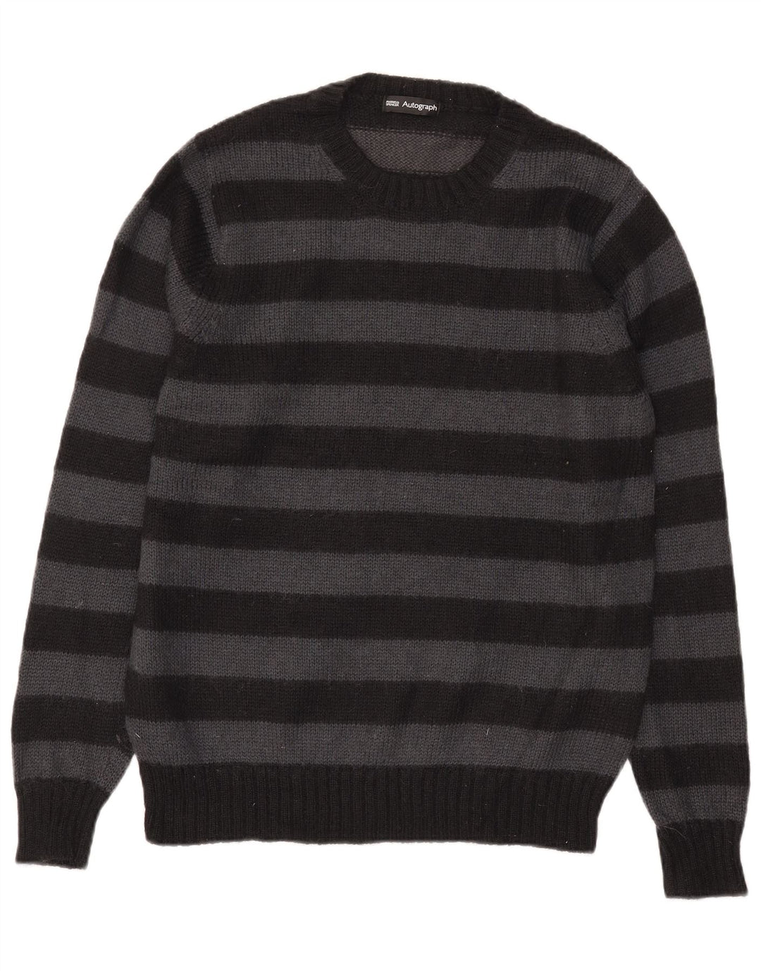 Marks & Spencer Herren Autograph Pullover mit Reißverschluss, Mittelschwarz gestreift