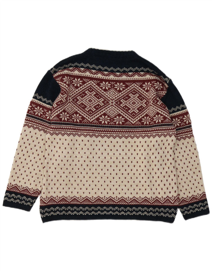 VINTAGE Herren-Pullover mit Rundhalsausschnitt, klein, mehrfarbig, Fair Isle