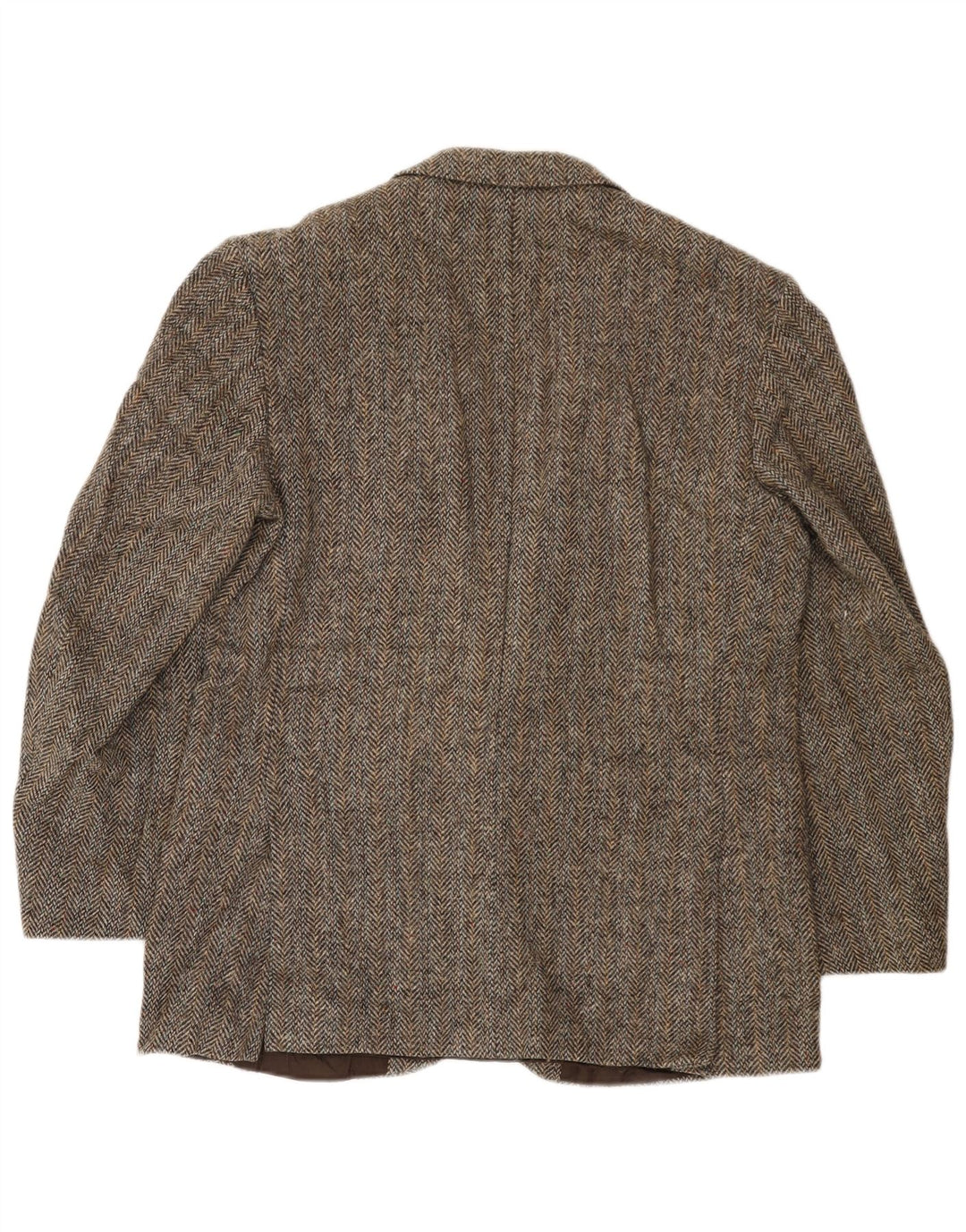 Harris Tweed Herren-Blazer mit 2 Knöpfen, UK 40, große braune Wolle mit Fischgrätenmuster