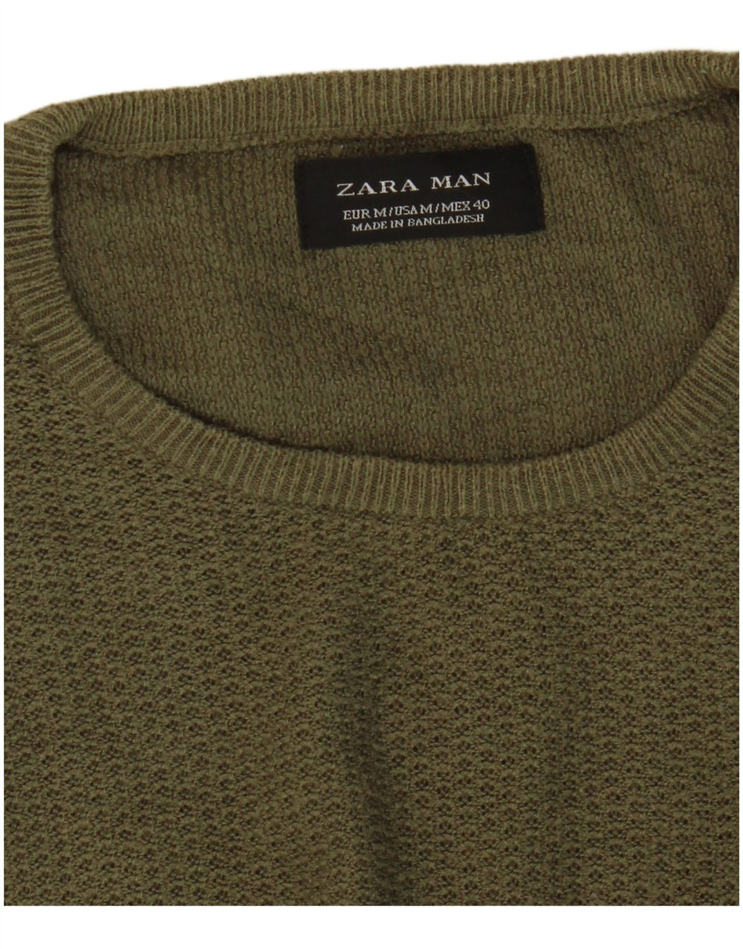Zara Herren-Pullover mit Rundhalsausschnitt, Mittelkhaki