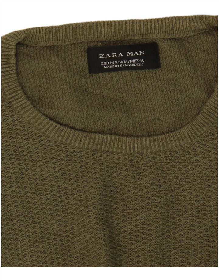 Zara Herren-Pullover mit Rundhalsausschnitt, Mittelkhaki
