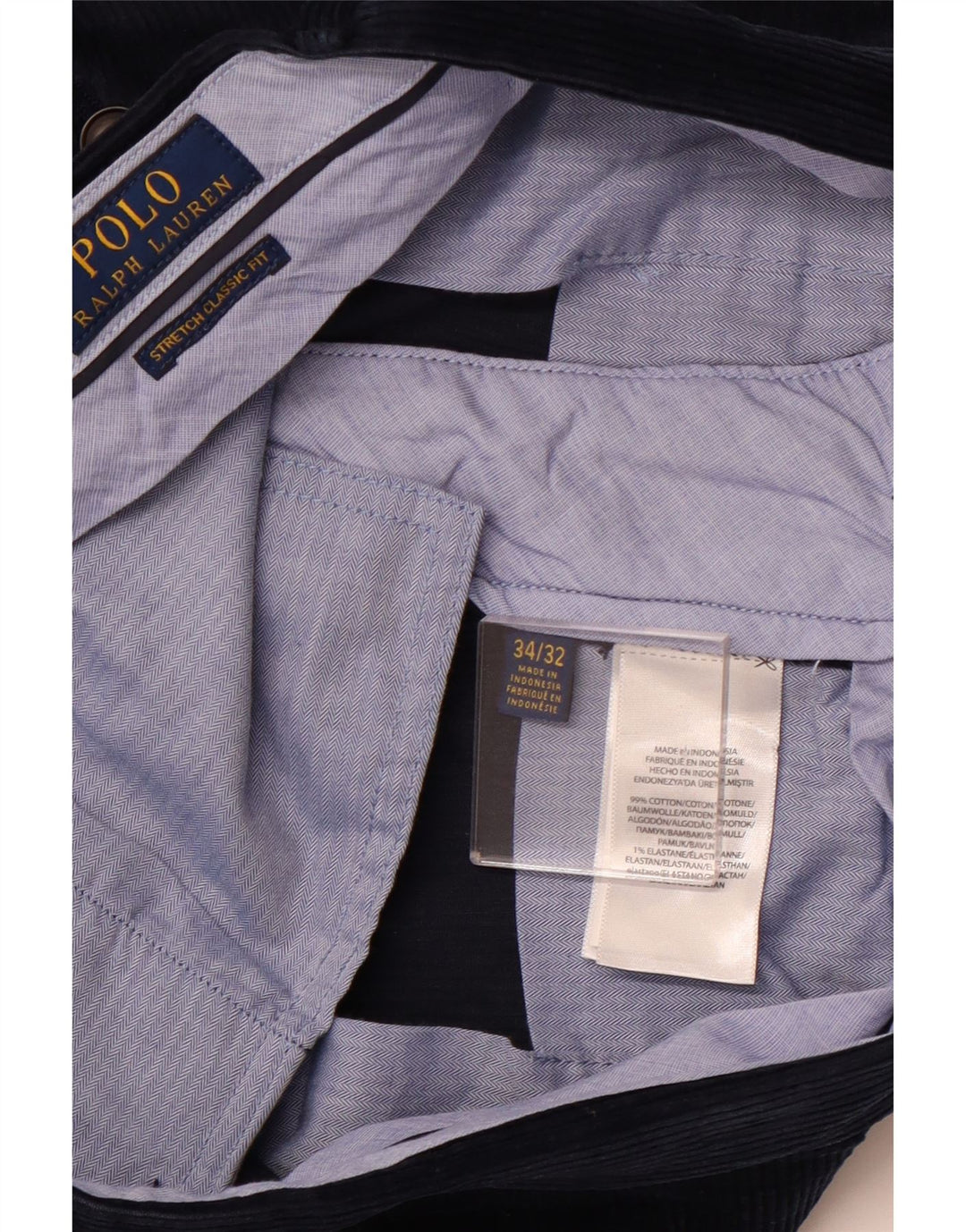 POLO RALPH LAUREN Herren-Kordhose mit klassischer Passform, W34, L32, Marineblau