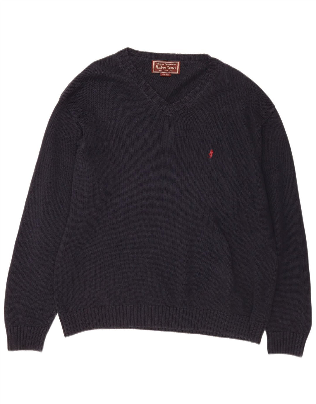 Marlboro Classics Herren-Pullover mit V-Ausschnitt, 2XL, Marineblau