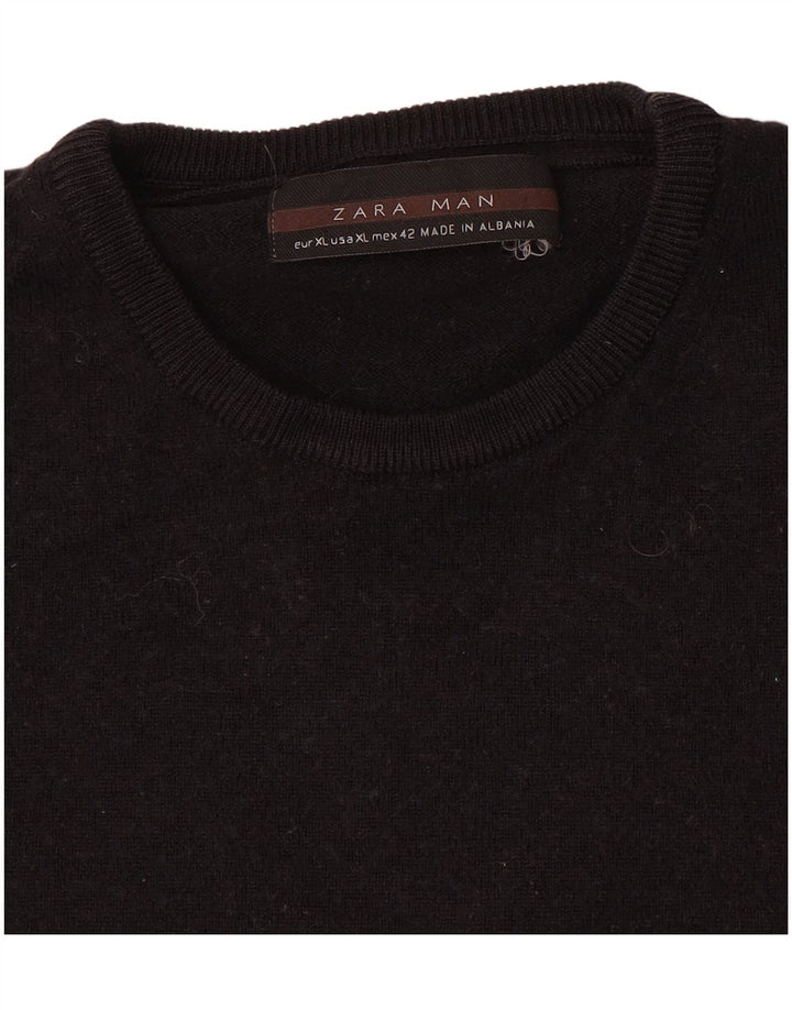 Zara Herren-Pullover mit Rundhalsausschnitt, XL, Schwarz