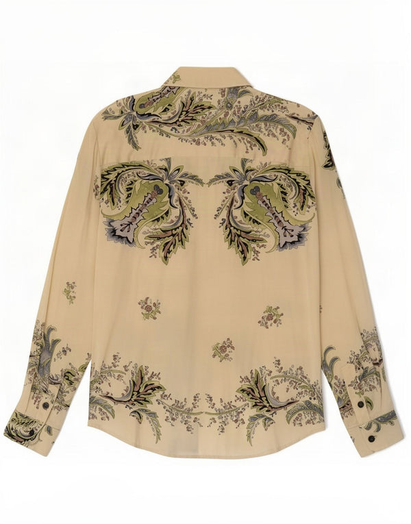 Sfarzo Damenhemd UK 14 Mittelbeige geblümte Seide