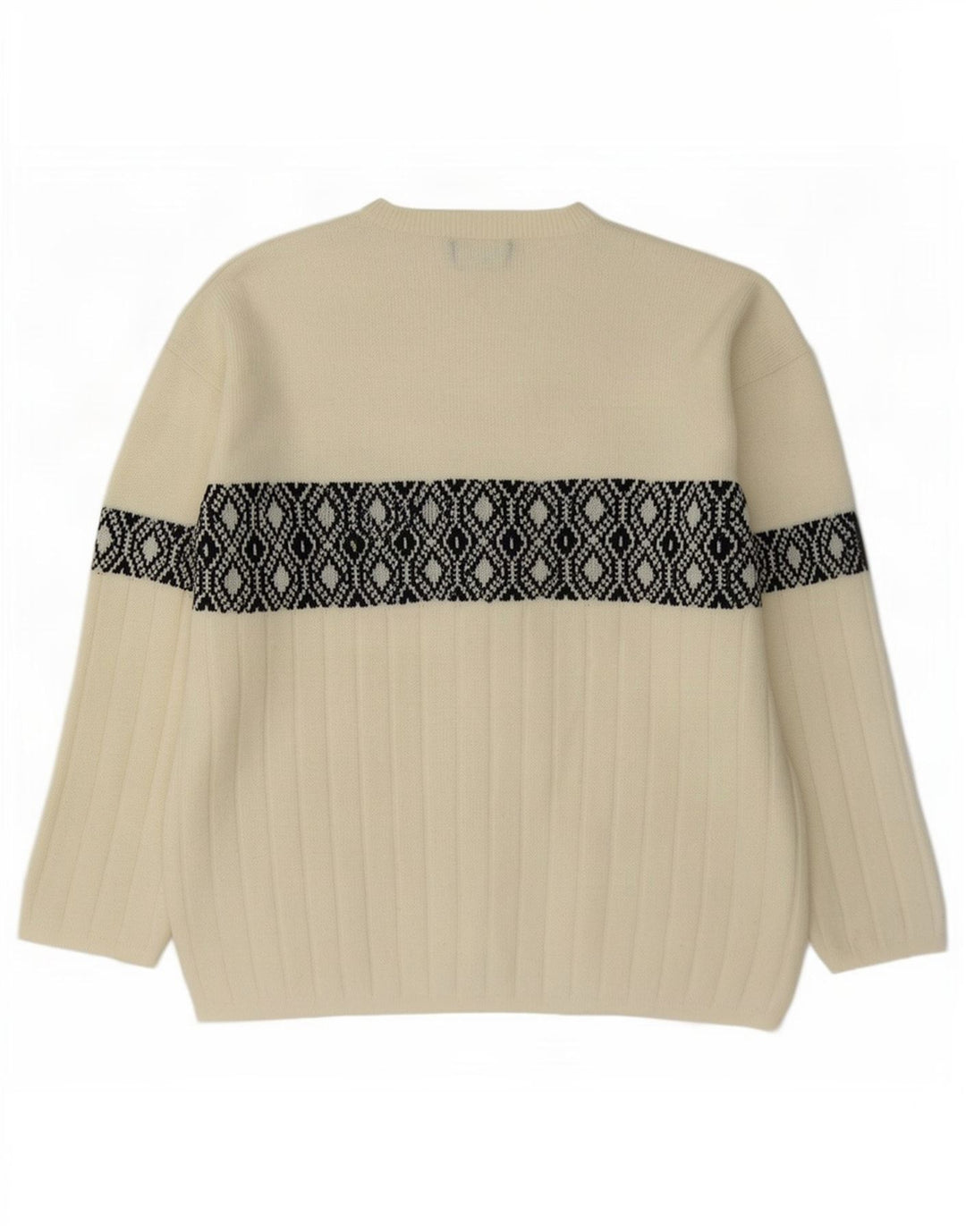 Charly Herren-Pullover mit U-Boot-Ausschnitt, groß, cremefarbene, geometrische Wolle