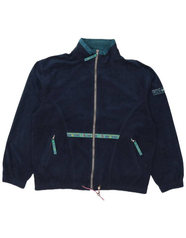 Great Escapes Damen-Trainingsanzugoberteil aus Velours mit grafischer Grafik, IT 50 XL, Marineblau
