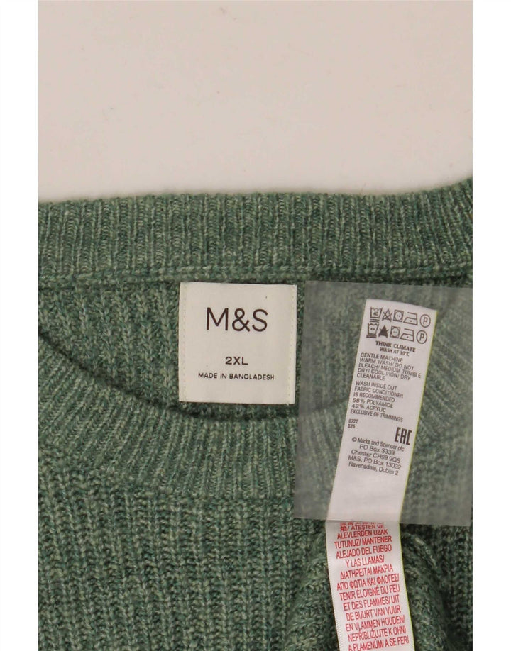 Marks & Spencer Herren-Pullover mit Rundhalsausschnitt, 2XL, grünes Polyamid