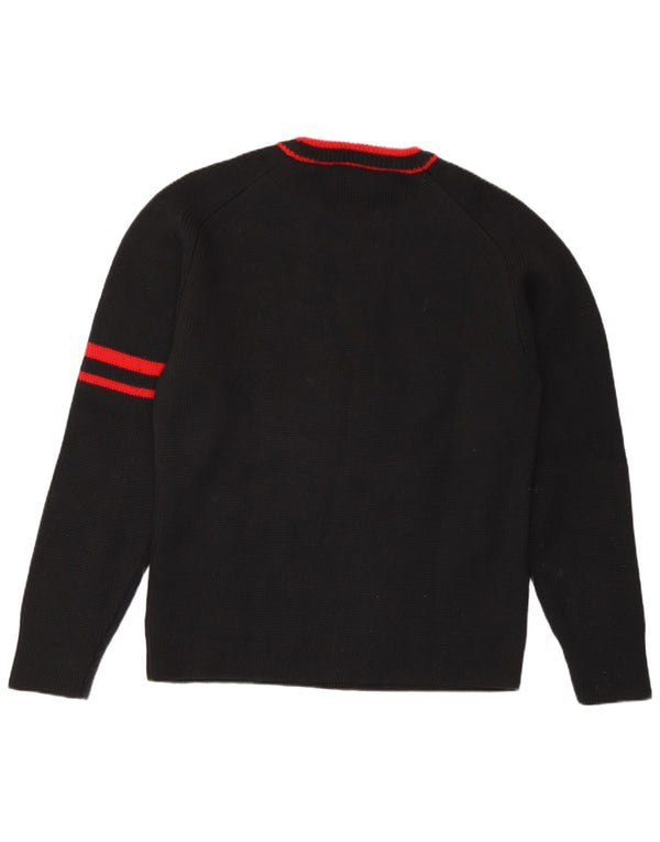 Vintage Damen Rundhalspullover Pullover UK 16 Groß Schwarz gestreift