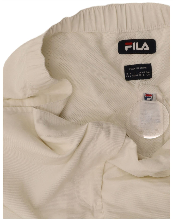 FILA Womens Tracksuit Trousers UK 14 Medium White Colourblock Polyester