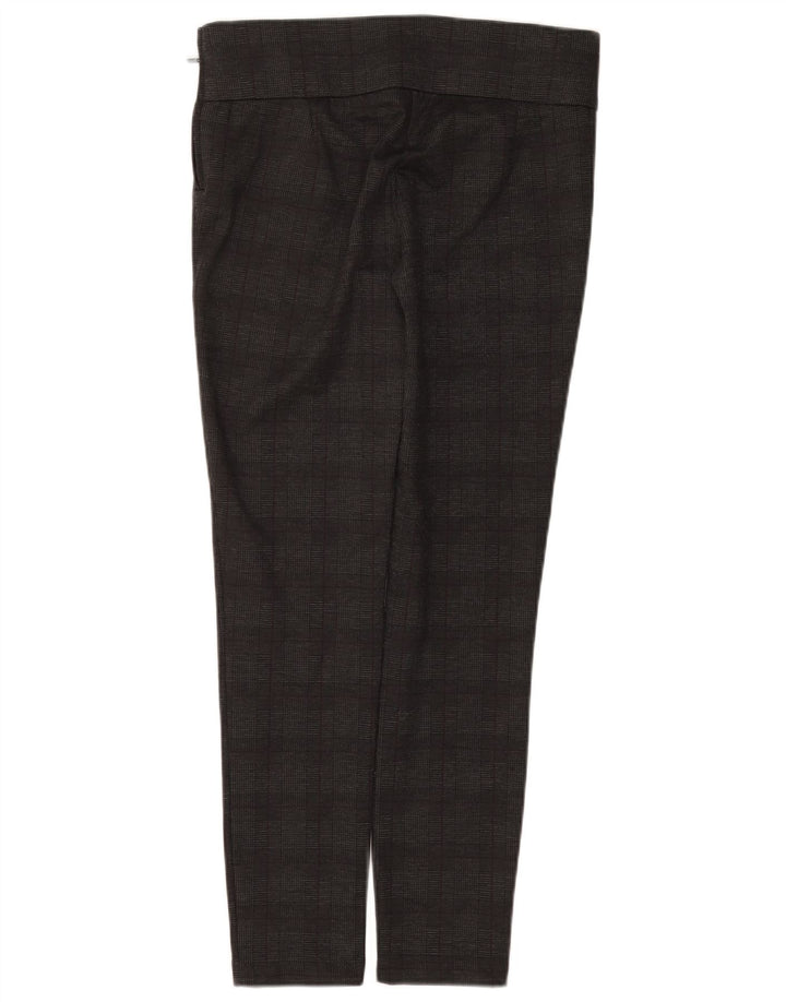 ZARA Damen-Hose mit hoher Taille, schmale Freizeithose, Größe L, W30, L28, grau kariert