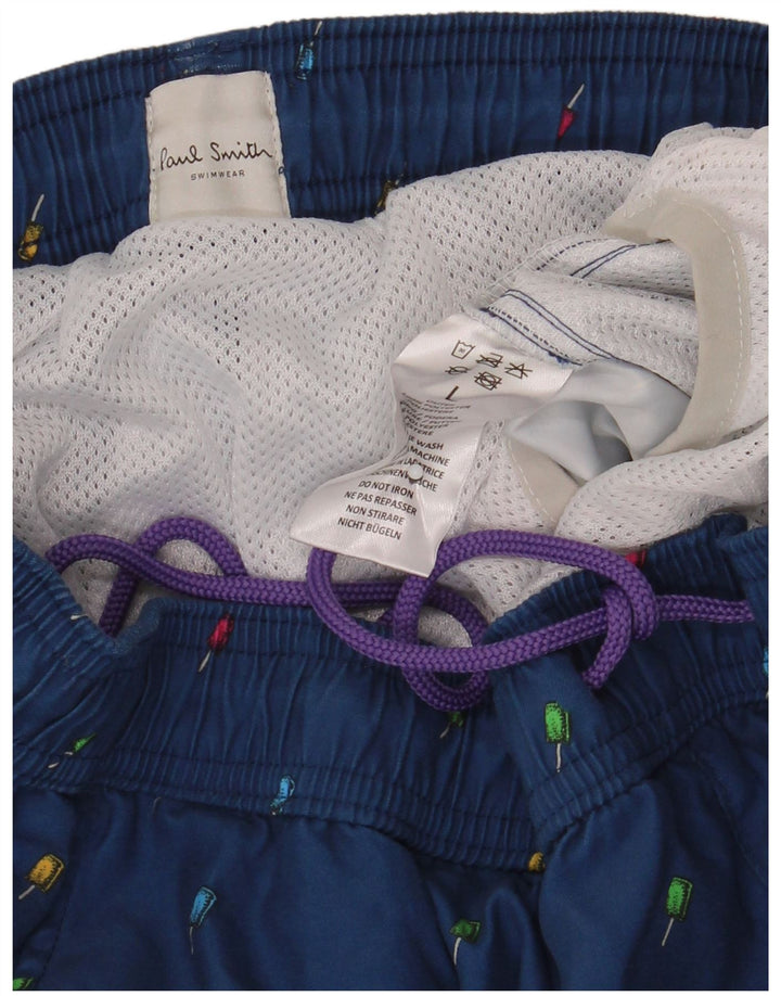 Paul Smith Herren-Badeshorts mit abstraktem Muster, groß, marineblaues Polyester