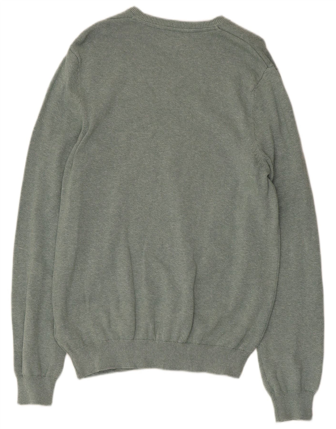 Marks & SPENCER Herren-Pullover mit V-Ausschnitt, mittelgrün gefleckte Baumwolle