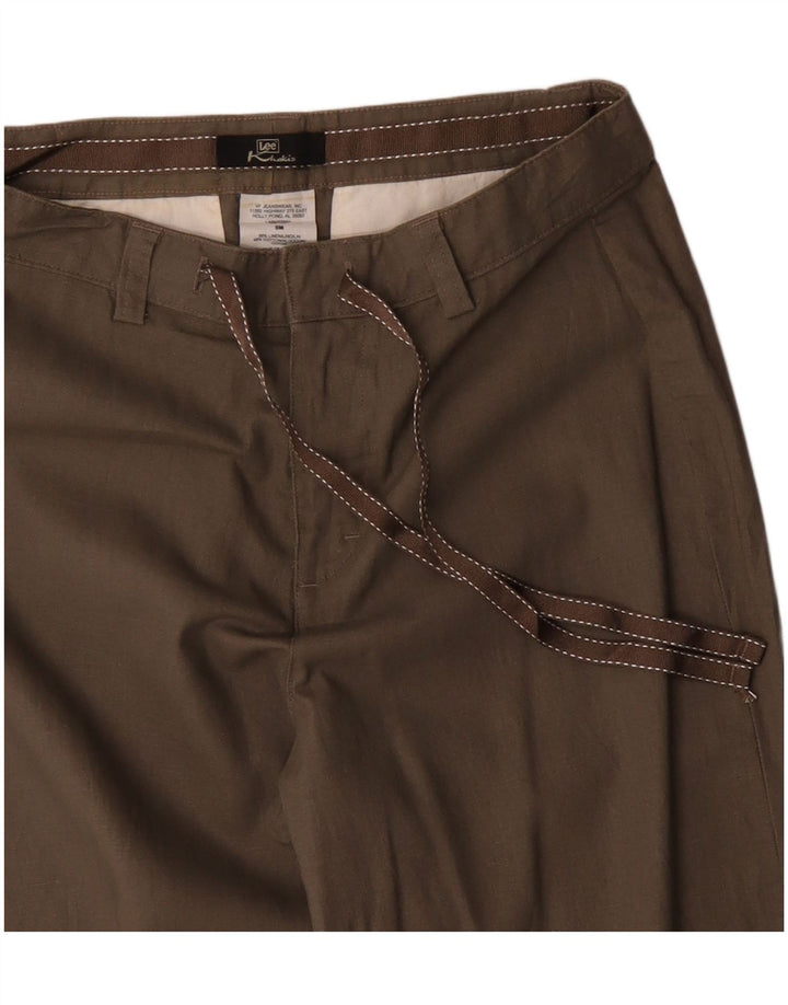 Lee Damen Khakis Hose mit weitem Bein, kurz geschnitten, US 8, Mittel, W30, L23, braunes Leinen