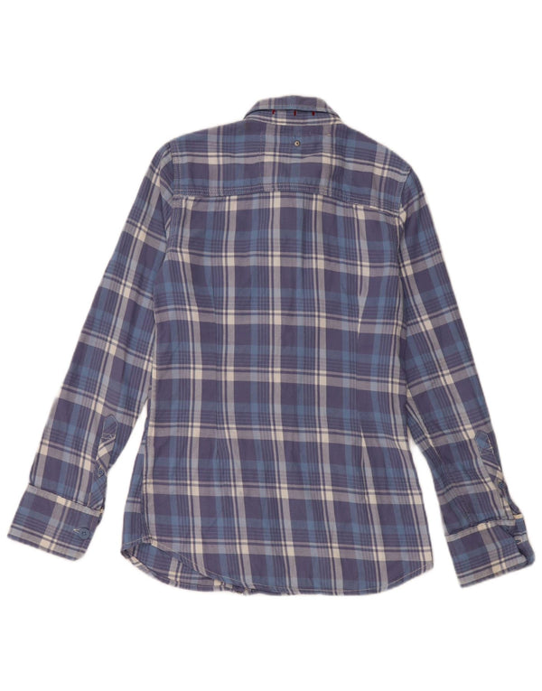 SUPERDRY Damen Flanellhemd UK 6 XS blau karierte Baumwolle