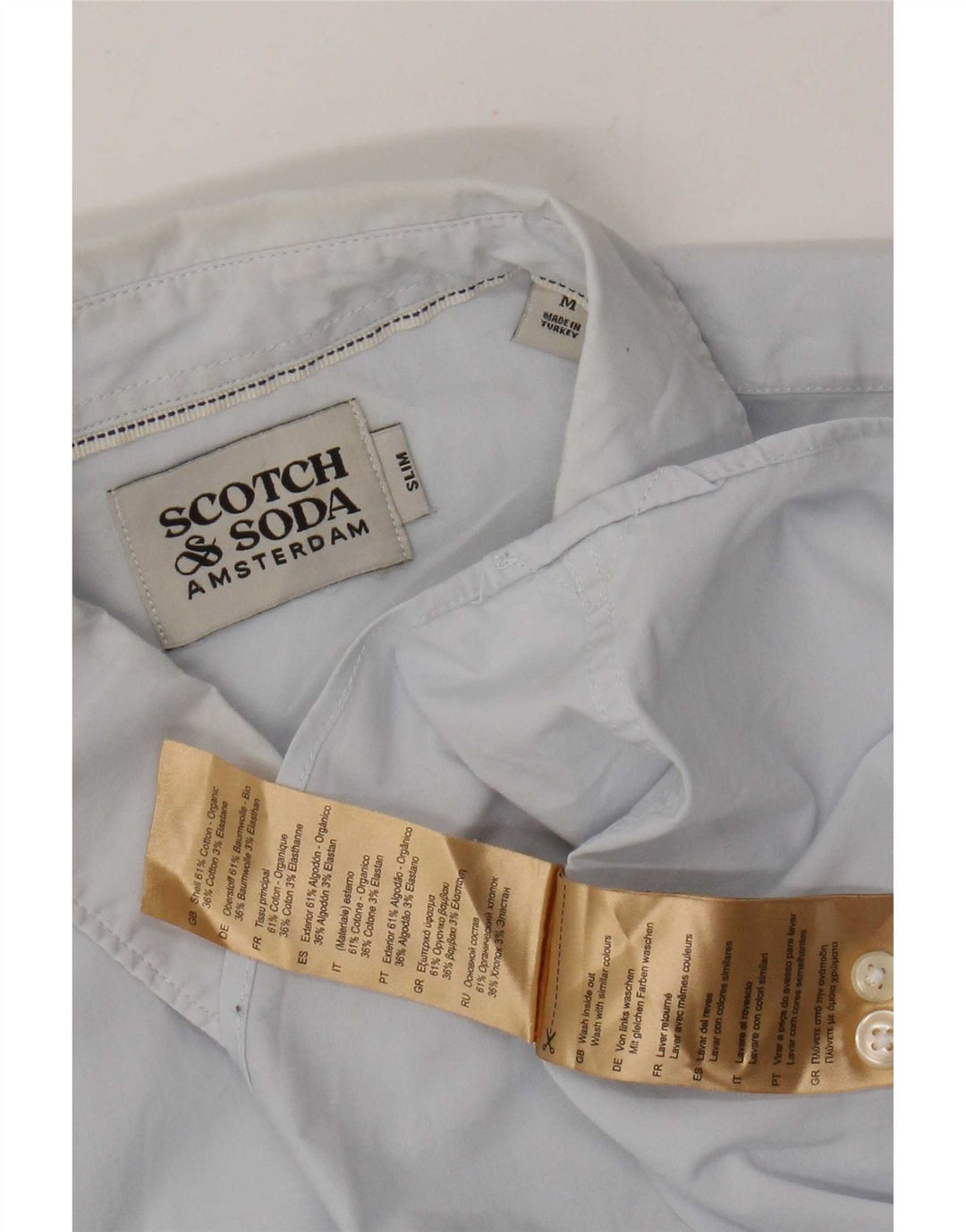Scotch & Soda Herren-Slim-Fit-Hemd aus mittelblauer Baumwolle