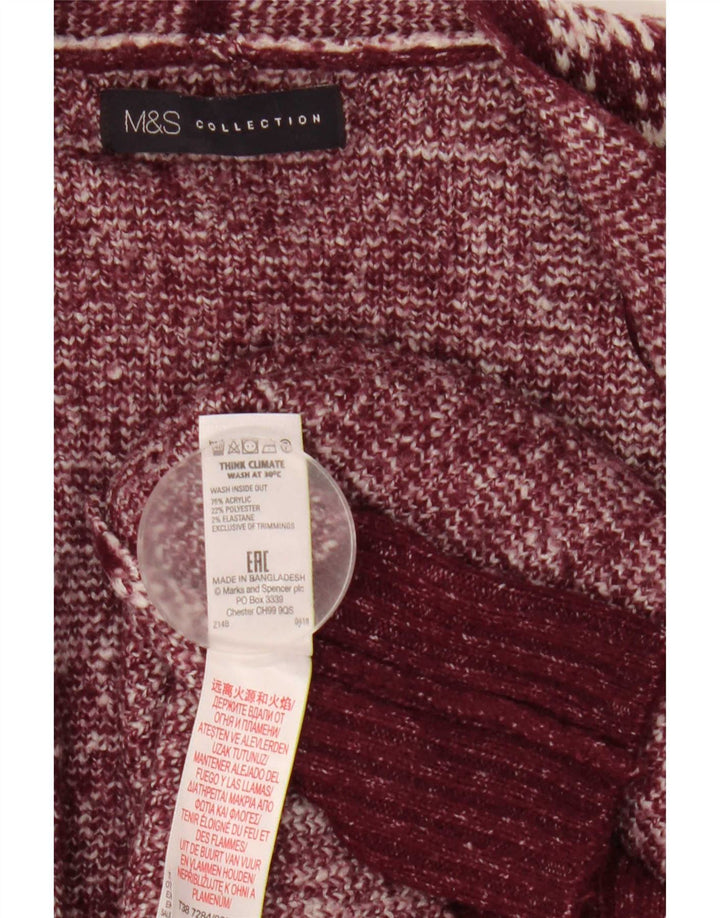 Marks & Spencer Damen Longline-Cardigan-Pullover UK 12 Medium Burgund