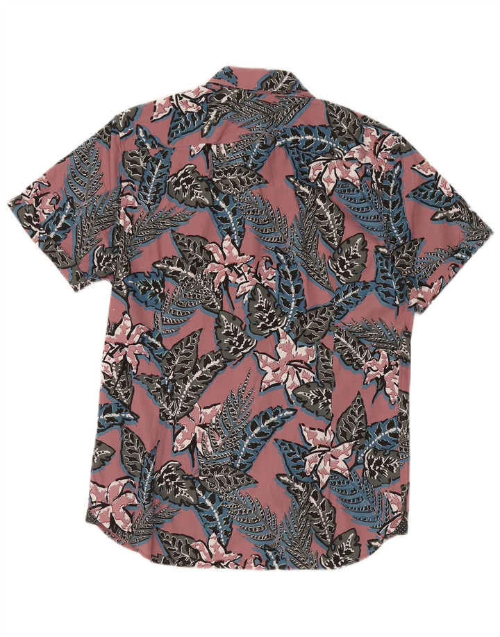 Ted Baker Herren-Kurzarmhemd, Größe 3, Mittelrosa, Blumenmuster, Baumwolle