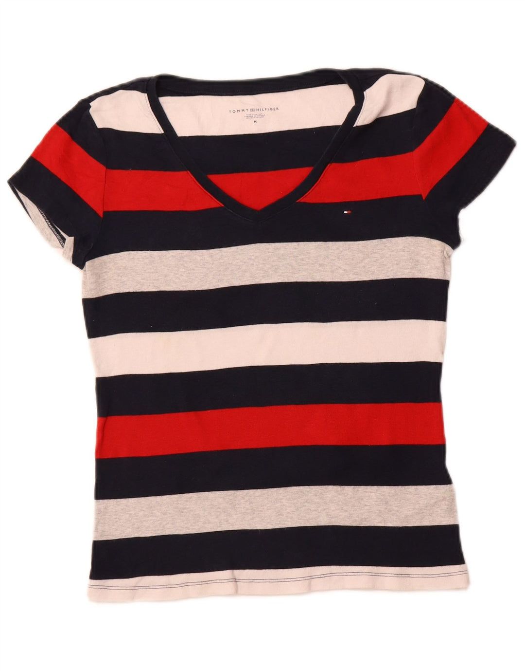 TOMMY HILFIGER Damen T-Shirt Top UK 12 Medium Mehrfarbig gestreift