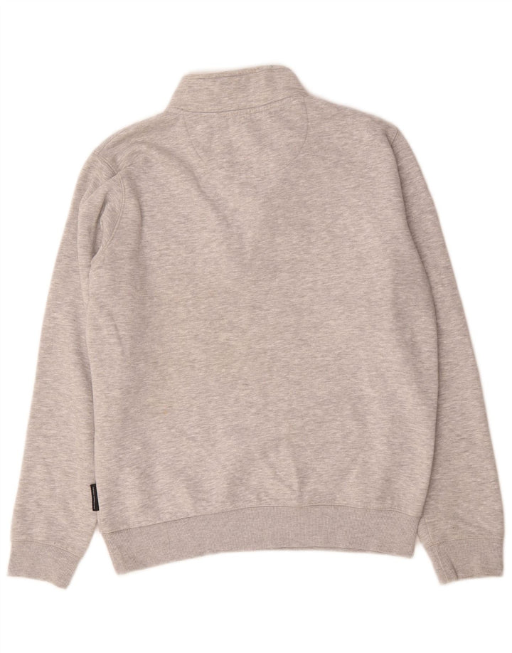 French Connection Herren-Sweatshirt mit Reißverschluss am Hals, Mittelgrau meliert