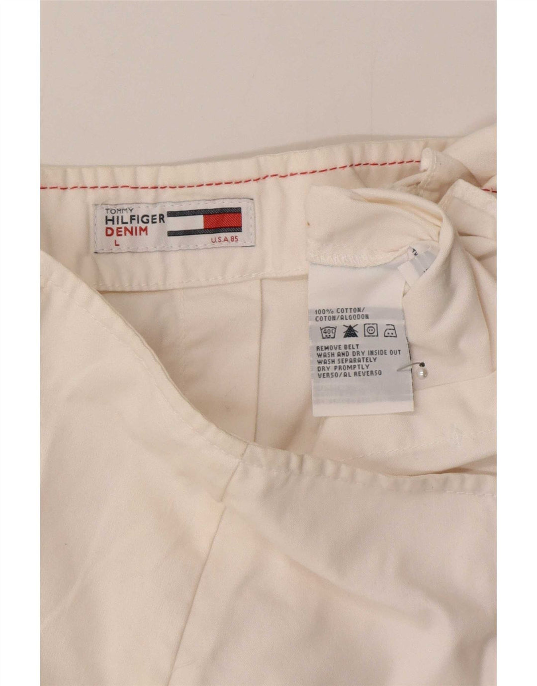Tommy Hilfiger Damen-Minirock, Größe L, W32, weiße Baumwolle