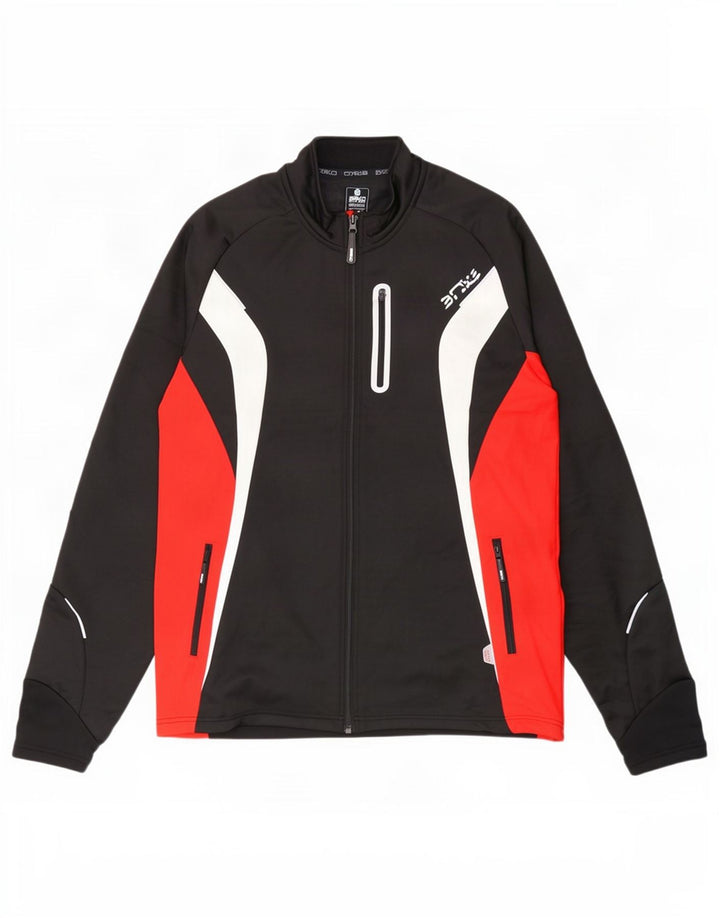 BRIKO Herren-Trainingsanzug-Oberteil, Jacke, groß, schwarzes Farbblock-Polyester