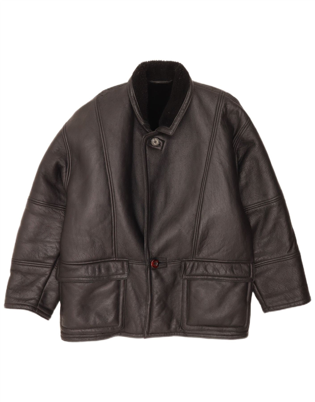 Vintage Herren Shearling Jacke IT 48 Medium Schwarz